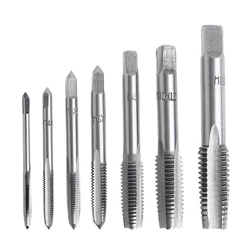 8 Pcs Hand Screw Thread Metric Plug Tap Set M3-M12 With Adjustable Tap Wrench