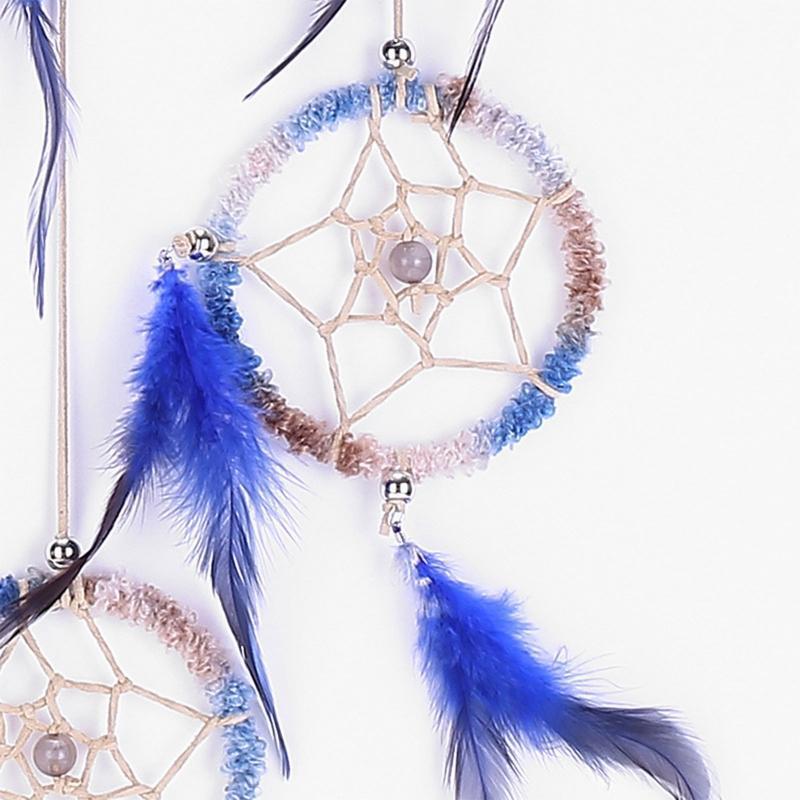 4 Circle Dream Catchers Handmade Feather Hanging Dreamcatcher Home Decoration