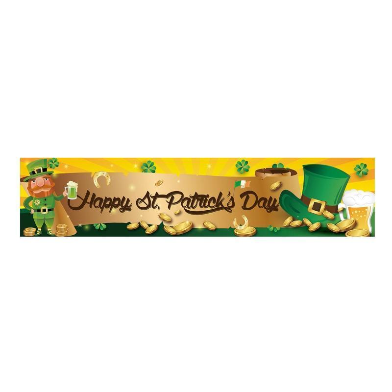 Saint Patrick's Day Banner Lucky Shamrock Hat Hanging Flag Party Supplies