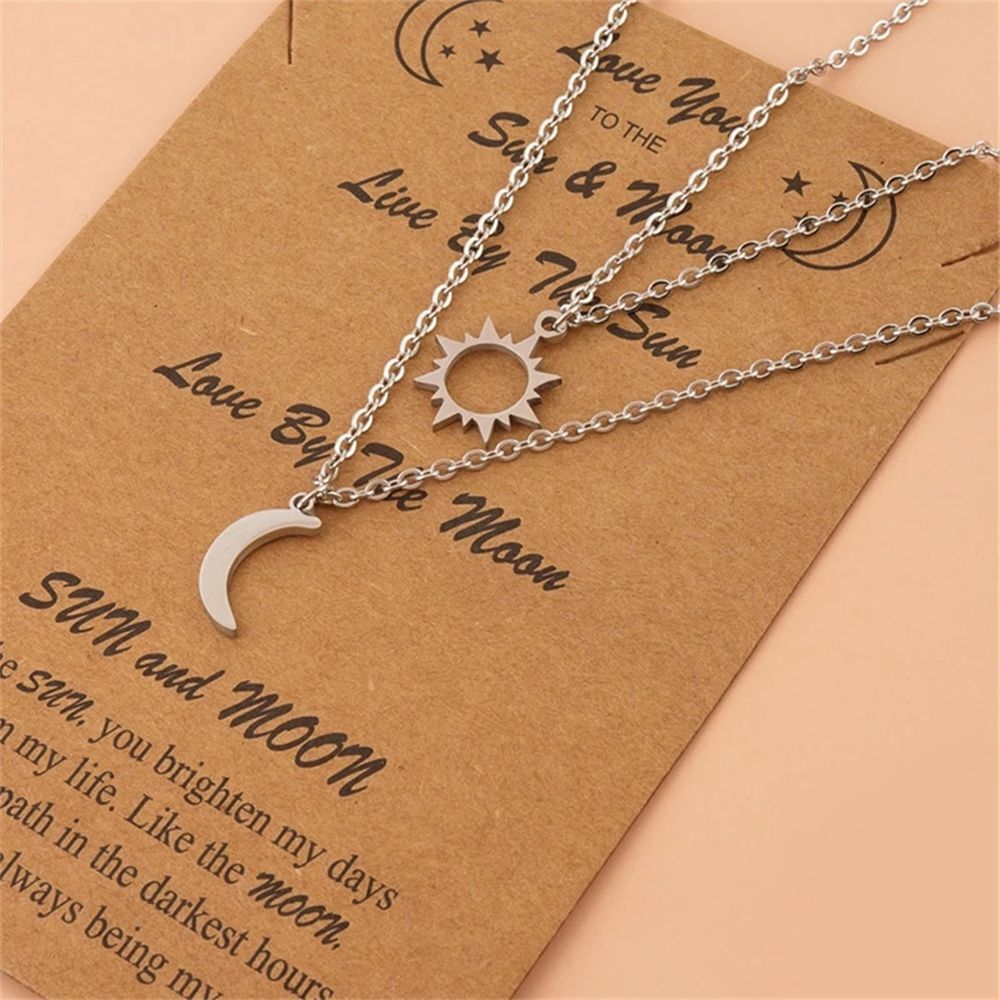 Day Gift Couple Pendant Clavicle Necklace Moon Sun Necklace Family Jewelry
