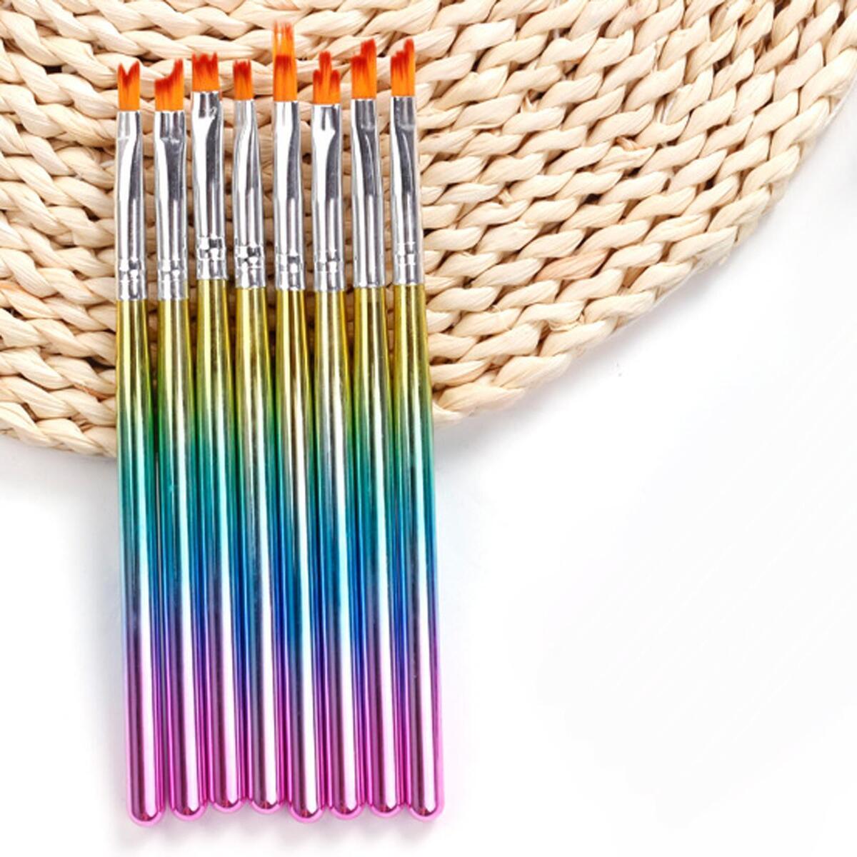 8Pcs Nail  Pen Flower Drawing Gradient Striped Pattern  DIY