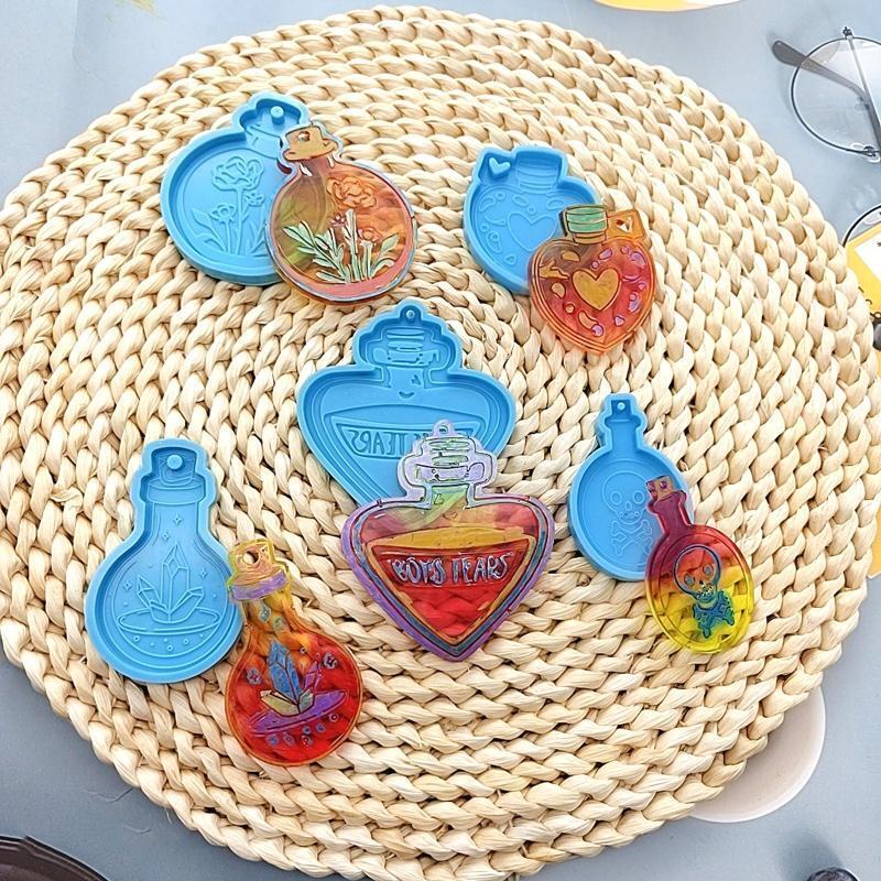 5Pcs Key Chain Vase Bottle Shape Mold for Epoxy Jewelry Casting Keychain Making