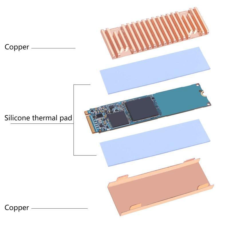 Copper Heatsink Thermal Conductive Adhesive For M.2 NGFF 2280 PCI-E NVME SSD
