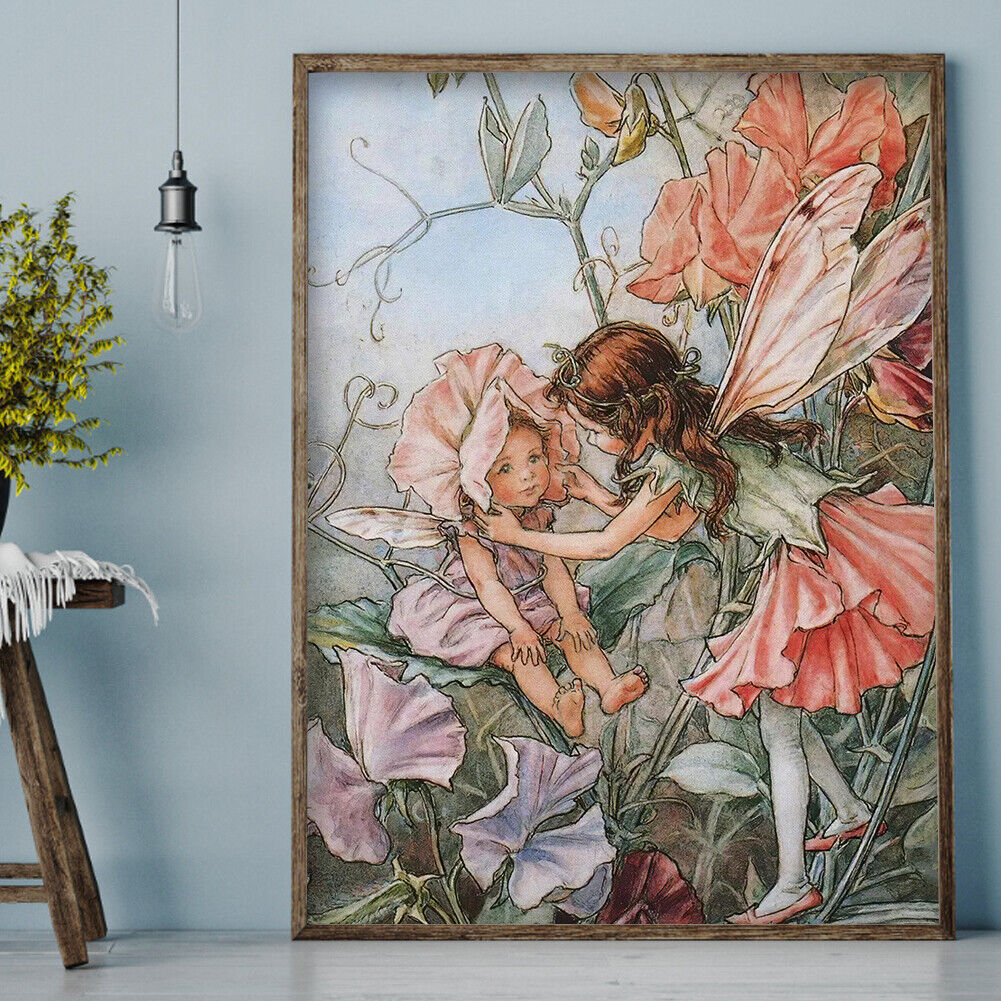 Home Decor Art 5D DIY Round Diamond Painting Fairies Mural Wall Pictures
