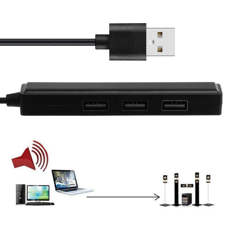 USB 2.0 3 Ports Hub With 3.5mm Sound Card Audio Output for PC Laptop Windows