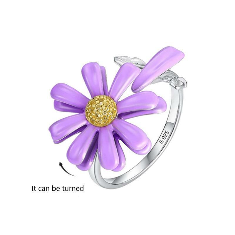 Ins Rotatable Daisy Ring Fidget Anxiety Relief Ring Best Party Gifts for Women