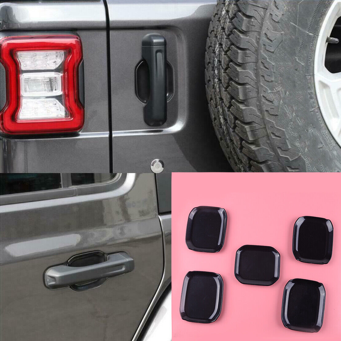 fit for Jeep Wrangler JL 2018-19 6-Door Exterior Door Handle Bowl Cover Trim Li