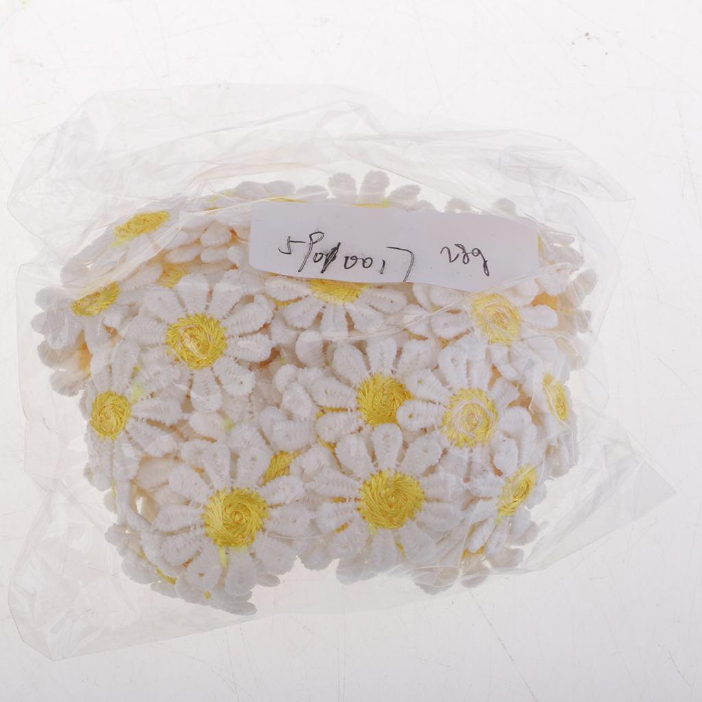 2x 3 Yards 25mm Daisy Embroidery Lace  Applique Ribbon Sewing Crafts DIY