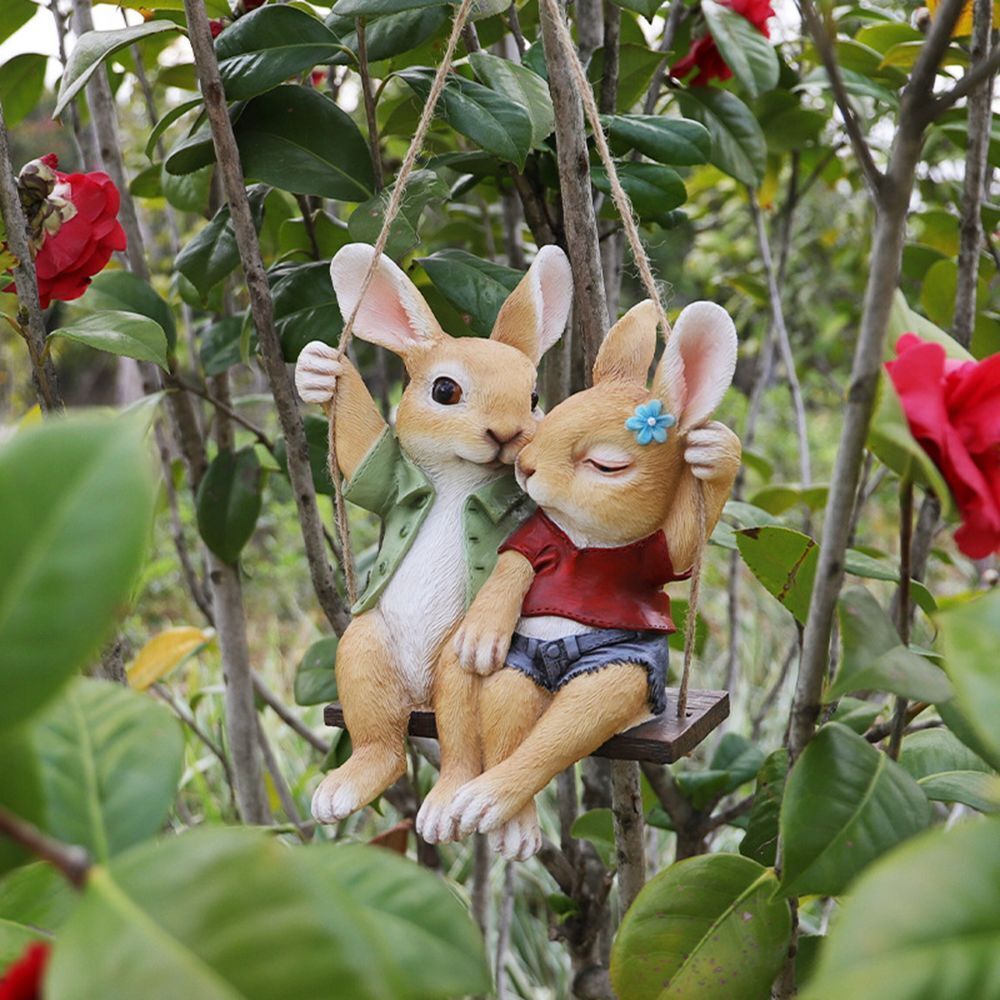 Sculptures Swing Rabbit Rabbit Statue Garden Decoration Household Ornament