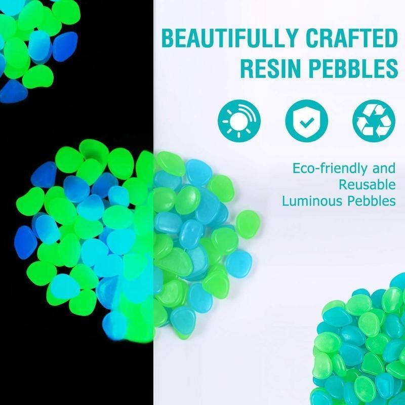 Glow in the Dark Pebbles Stones for Aquarium DIY Bonsai Plant Ornament Accessory