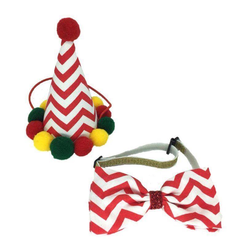 4Pcs Christmas Dog Hat Bowtie Saliva Towel Set Pet Puppy Party Holiday Costume