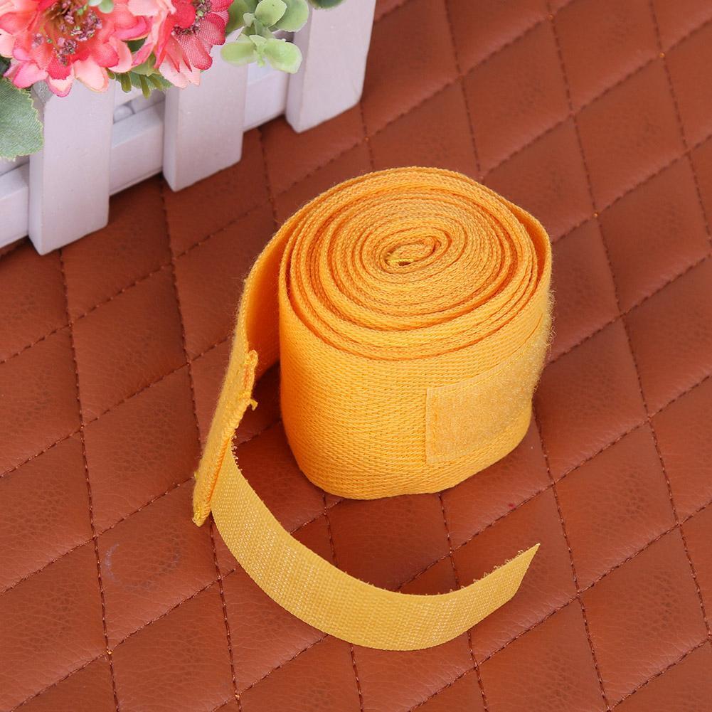 2pcs 2.5m Sports Cotton Kick Boxing Bandage Sanda Wrist Hand Gloves(Yellow)