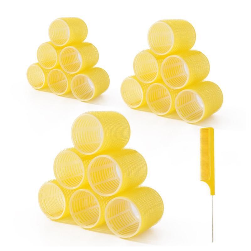19pcs Self Grip Hair Roller with Tail Comb Set Salon Hair Dressing Curlers DIY