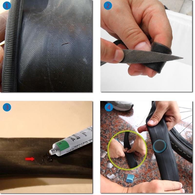 Bicycle Tire Repair Kits Bike Rubber Patch Cold Glue Tools Sets Home Outdoor Use