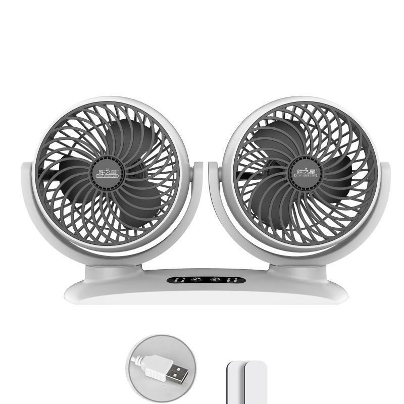 360° Rotation Air Fan 3 Speed Electric Fan USB 5V Double Head Dashboard Fan