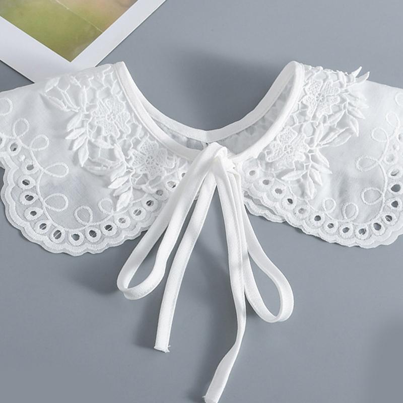 Detachable False Collar Hollow Embroidery Dots Floral Women Petals Shawl Cape