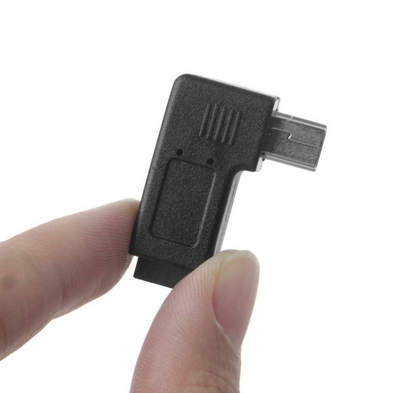 USB 2.0 Micro 5Pin Female To Mini 5Pin Male 90° Angle Left Right Converter