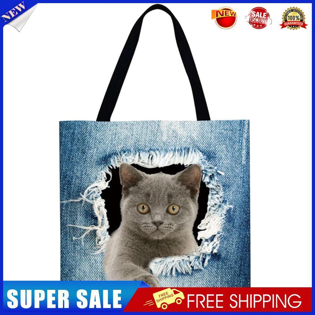 Cowboy cat Printed Shoulder Shopping Bag Casual Large Tote Handbag