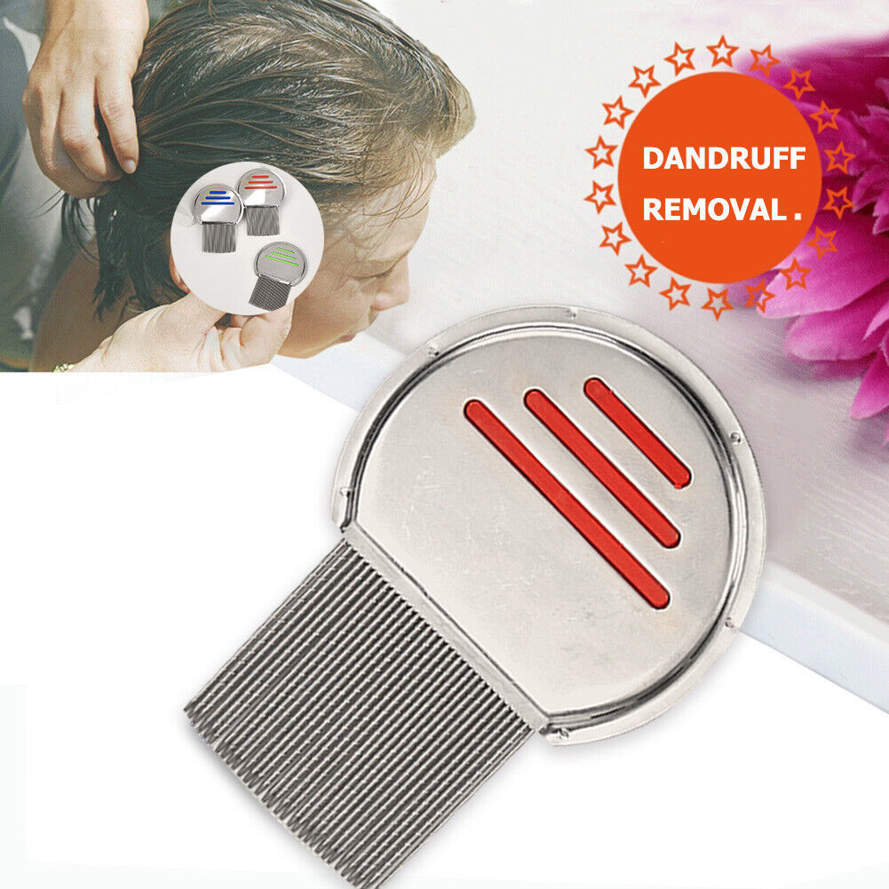 Stainless Steel Density Teeth Hair Lice Comb Dust Free Brush (Red)