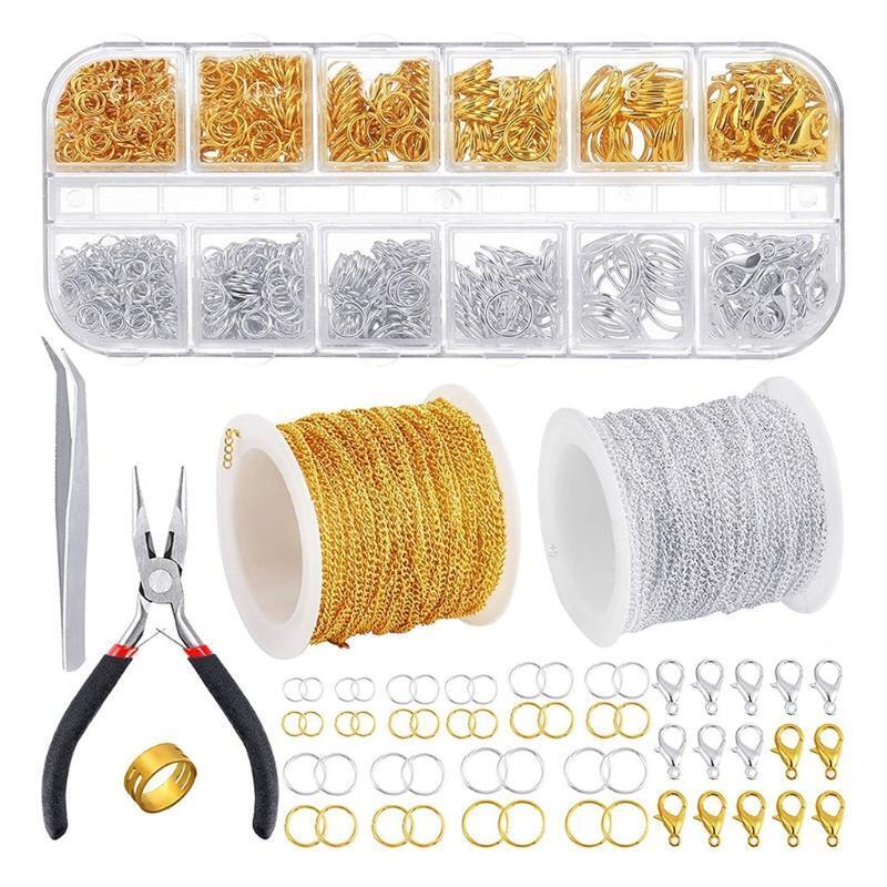 Cross Chain Set Chain Open Rings Lobster Clasps with Curved Tweezers and Pliers