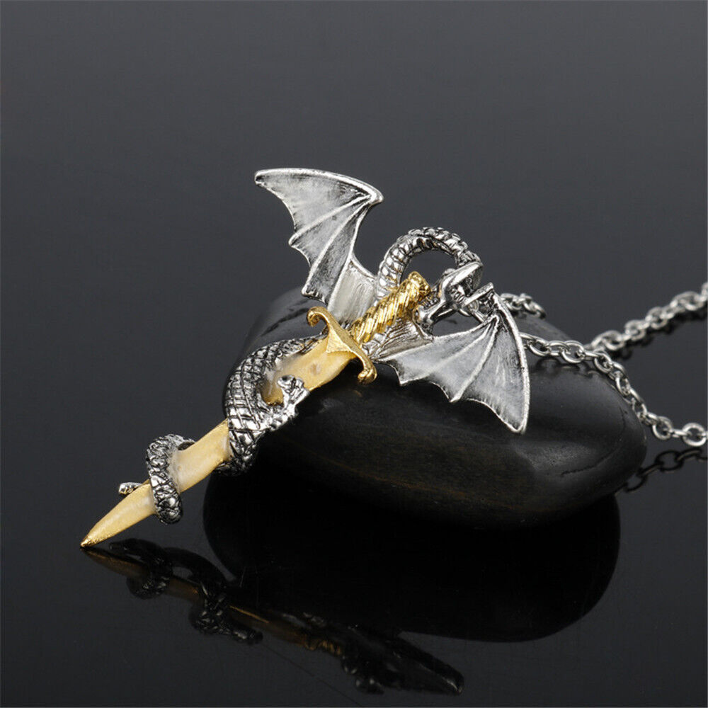 Glow In The Dark Jewelry Luminous Choker Pendant Dragon Sword Necklace Chain