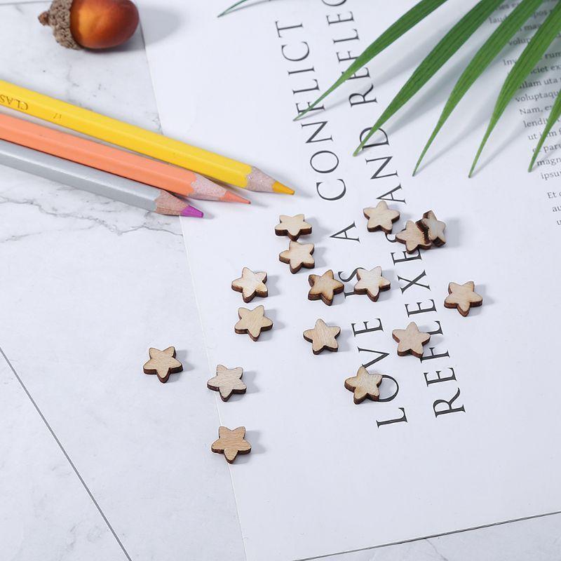 100 Pcs/Set Natural Wooden Star Slices for DIY Art Crafts Christmas Tree Decor