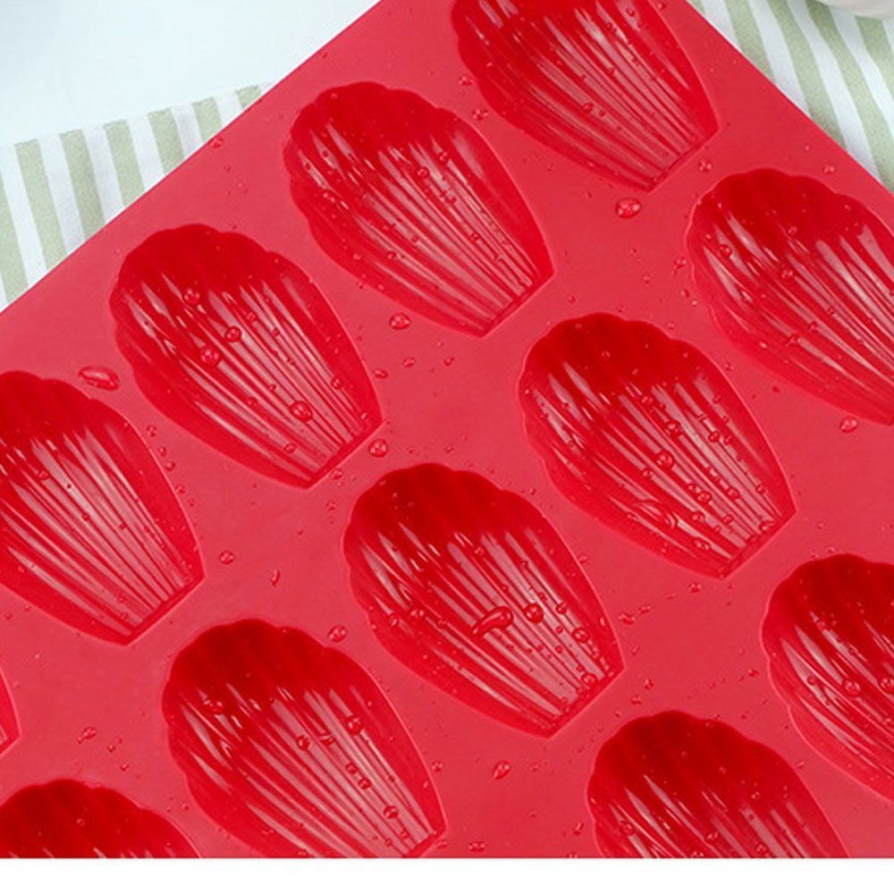 Biscuit Brick Red Cookie Shell Shape Madeleine Silicone 18 Cavity Cake Mold