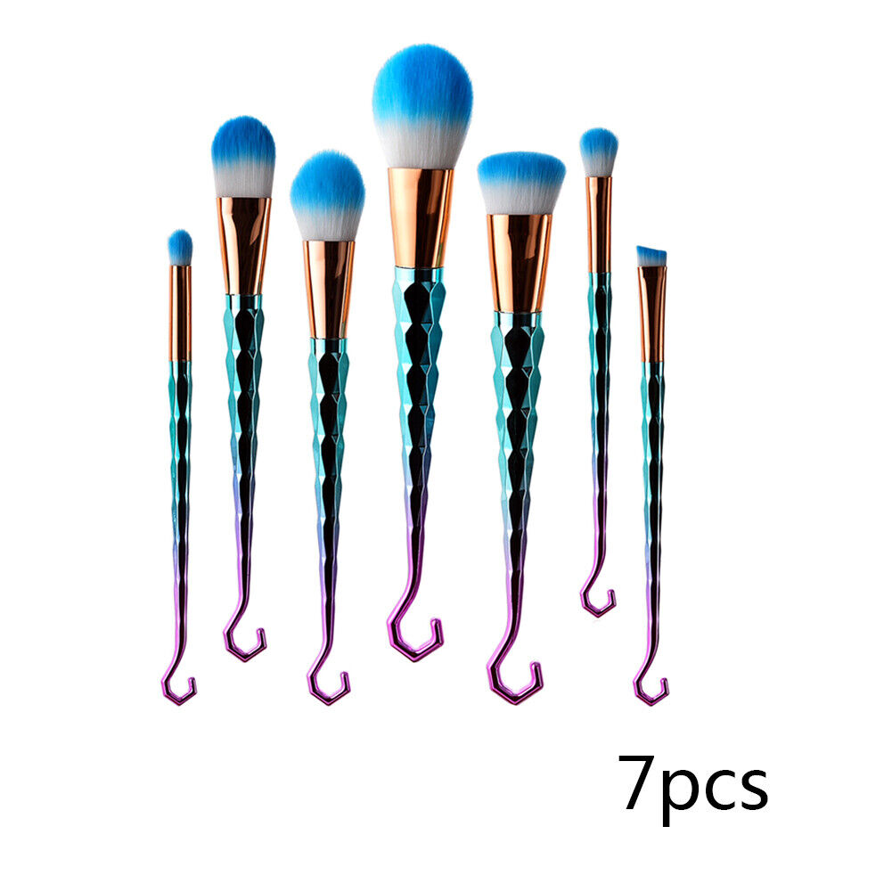 7pcs Mermaid Diamond Makeup Brushes Set Kit Foundation Cosmetic Tool(Green)