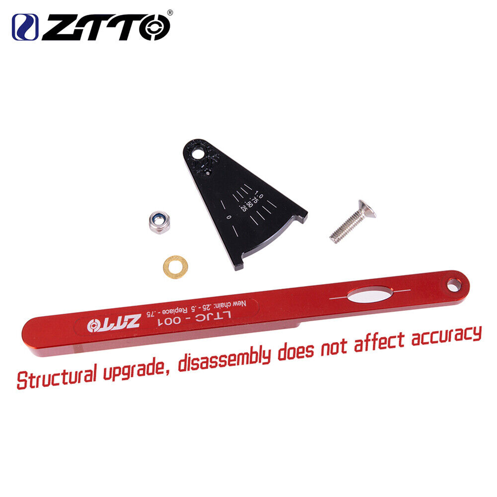 ZTTO Bicycle Chain Wear Indicator Checker MTB Chain Gauge Ruler (Red)