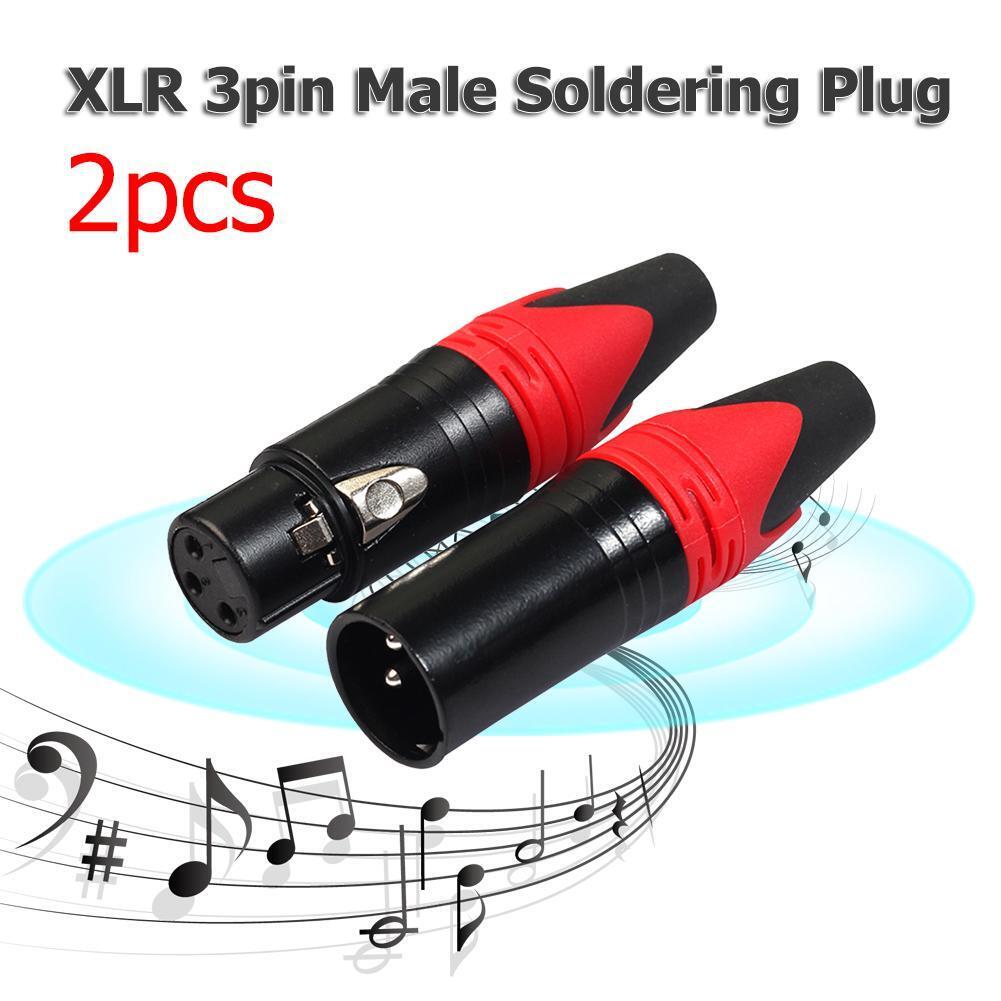 1 Pair XLR 3Pin Male Female DIY Audio Cable Connectors Solder Plug (Red)