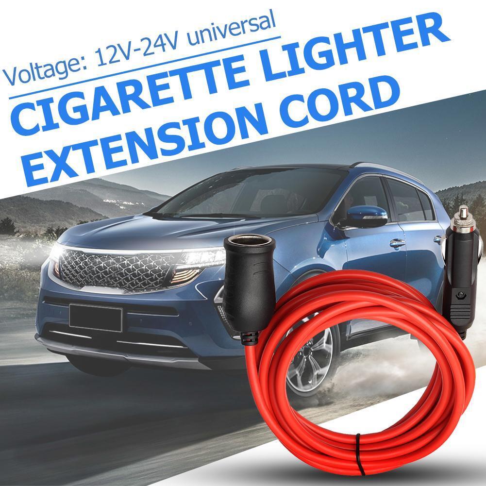 12V 24V 10A Car Cigarette Lighter Socket Extension Cord Cable 12ft Red