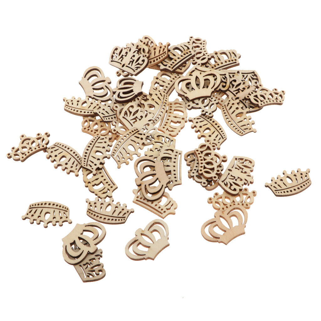 50 Pieces Unfinished  Hollow Crown Shape en Plaque Embellishments