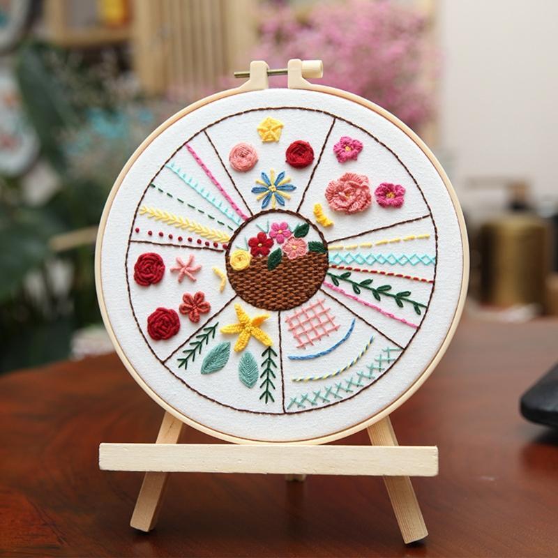 Cross Stitch Embroidery Starter Kit for Beginners 3 Stamped Embroidery Cloth Set