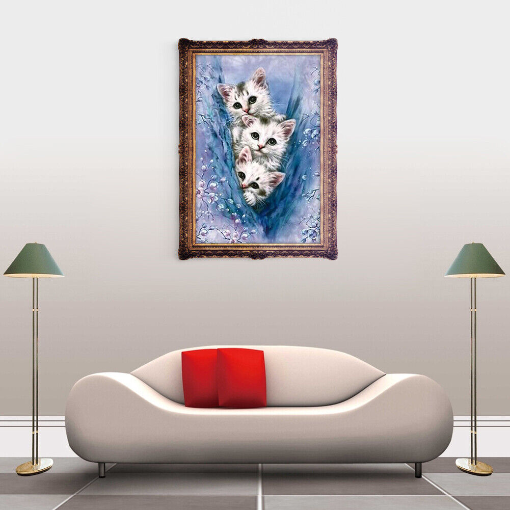 Three Cats 5D DIY Diamond Painting Cross Stitch Embroidery Home Decor Craft