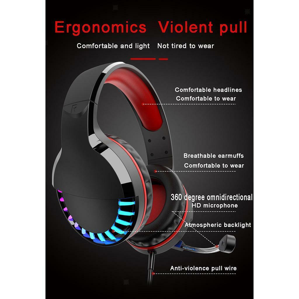 M18 Heavy Bass Colorful Gaming Headset RGB Headphones Soft Earpads with Mic