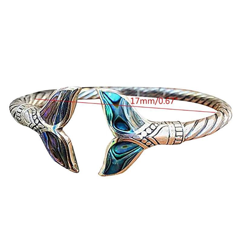 Abalone Shell and Fish Tail Ring Open Ring for Women Men Valentine's Day Gift