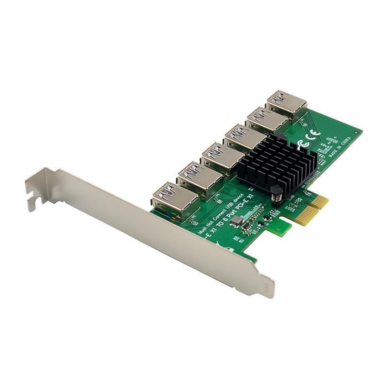 6-Port USB 3.0 PCI Express Riser Card PCI-E Expansion Adapter PCIE USB3.0 HUB