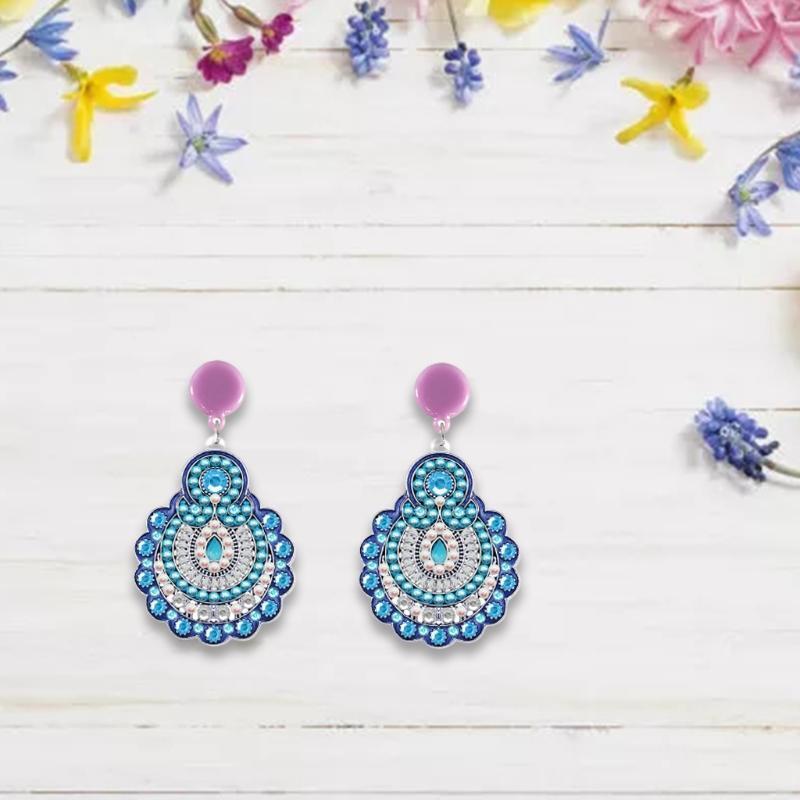 1 Pair Diamond Paintings Diy Earrings Handmade Point Diamond Material Package
