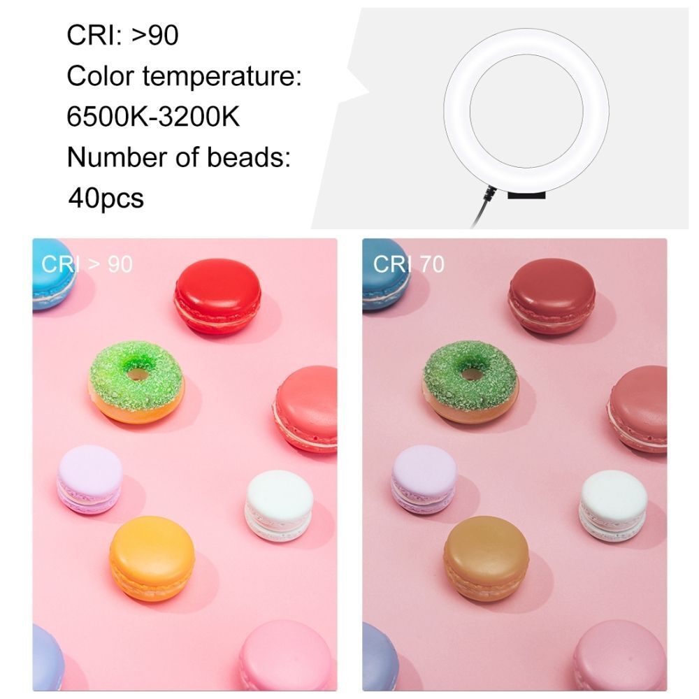 Light Kit 3 Color Temperature 4.7 inch Selfie Ring Light Dual Phone Brackets