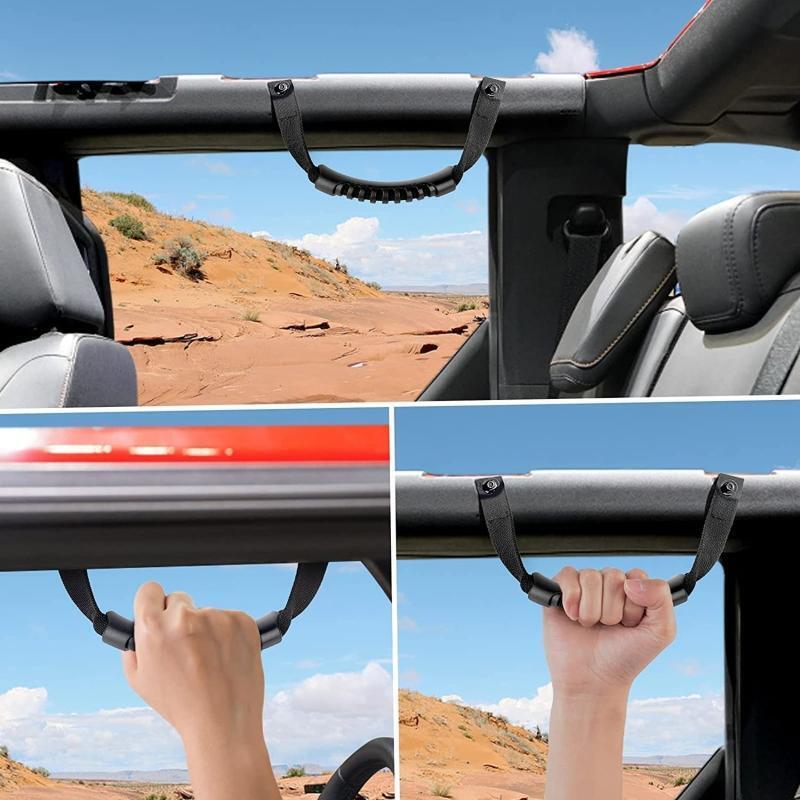 2Pcs Black Thin Ultimated Roll Bar Grab Paracord Handle Fit for Bronco 2021 2022