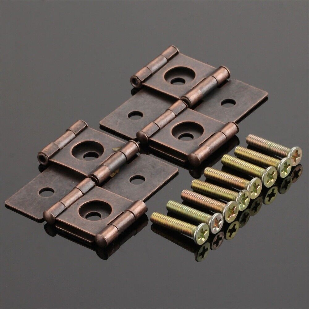 Durable 2pcs Metal Hinge Cabinet Cupboard Wood Decorative Box Door Hinge 45*42mm