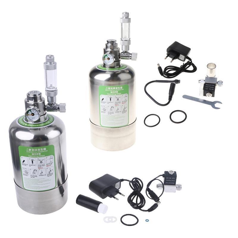 Aquarium DIY CO2 Generator System Stainless Steel Bottle Tools Pressure Gauge
