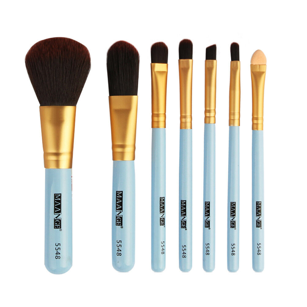 Portable 7pcs/Set Pro Makeup Brushes Foundation Eye Face Cosmetic Tool/Blue