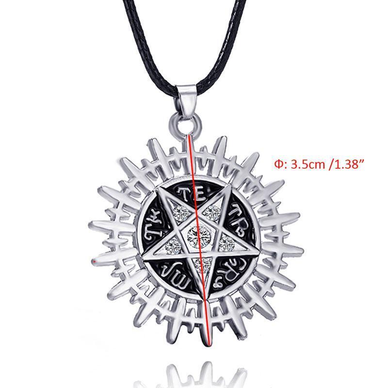 Supernatural Dean Possession Symbol Pentagram Sun Pendant Leather Necklace