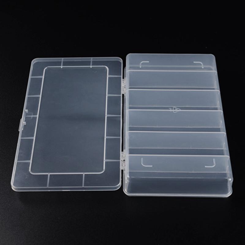 Portable 6 Grids Compartment Plastic Storage Box Practical Toolbox Transparent