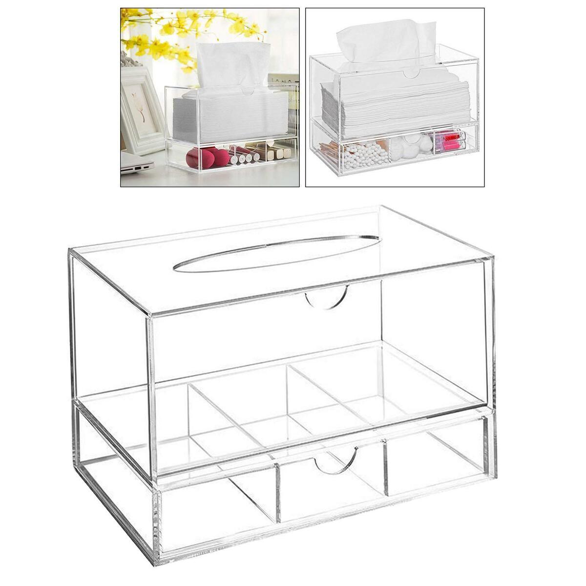 New Acrylic Cosmetic Tissue Makeup Organizer Rack Drawer  Clear