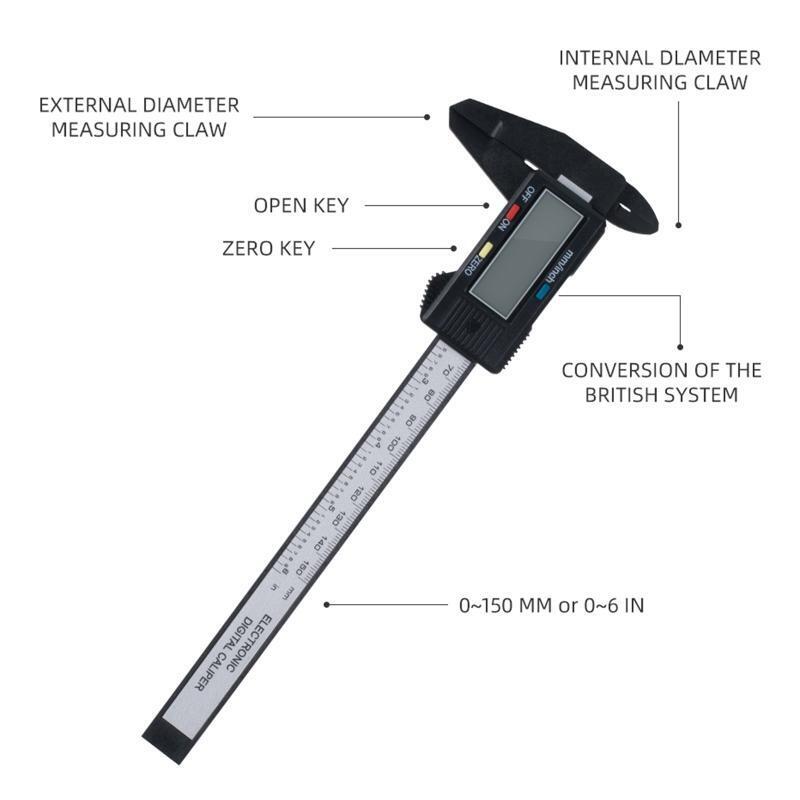 Digital Electronic Vernier Caliper 150mm Tattoo Eyebrow Ruler Measuring Tool