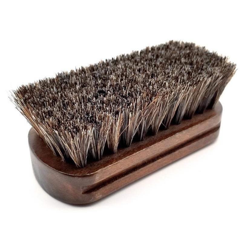 Horsehair Leather Bristles Car Detailing Polishing Buffing Brush with WoodHandle