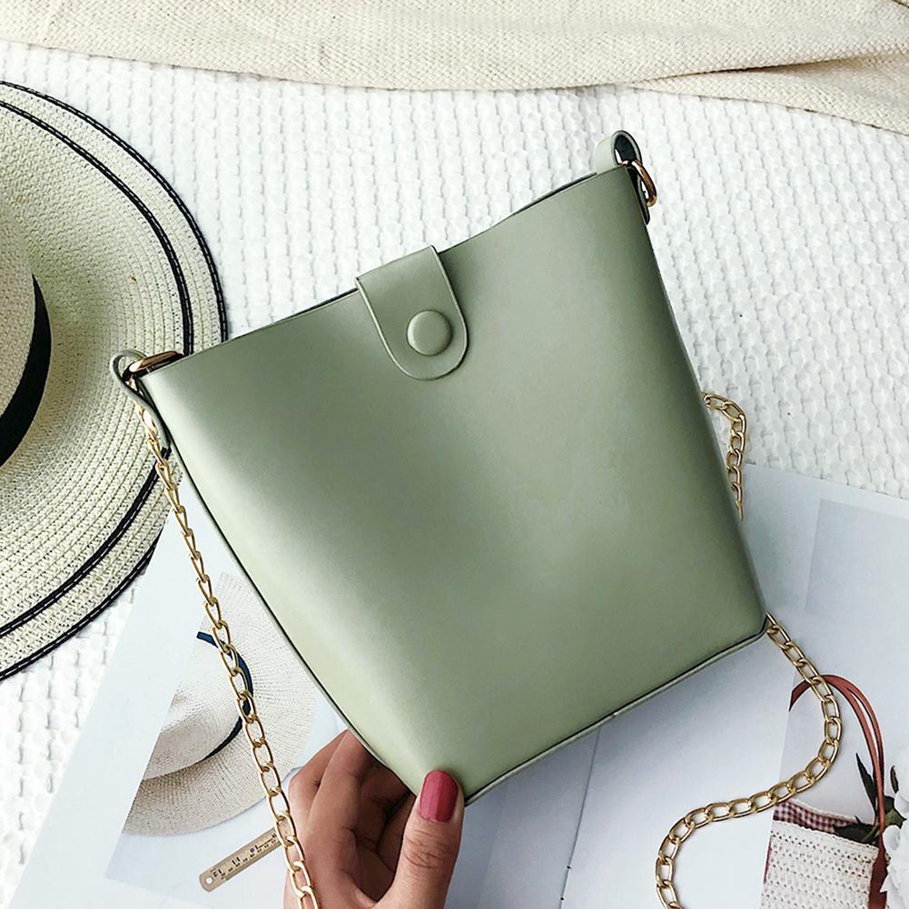 Pure Color Letter Print Shoulder Handbags Women Chain Crossbody Bag (Green)