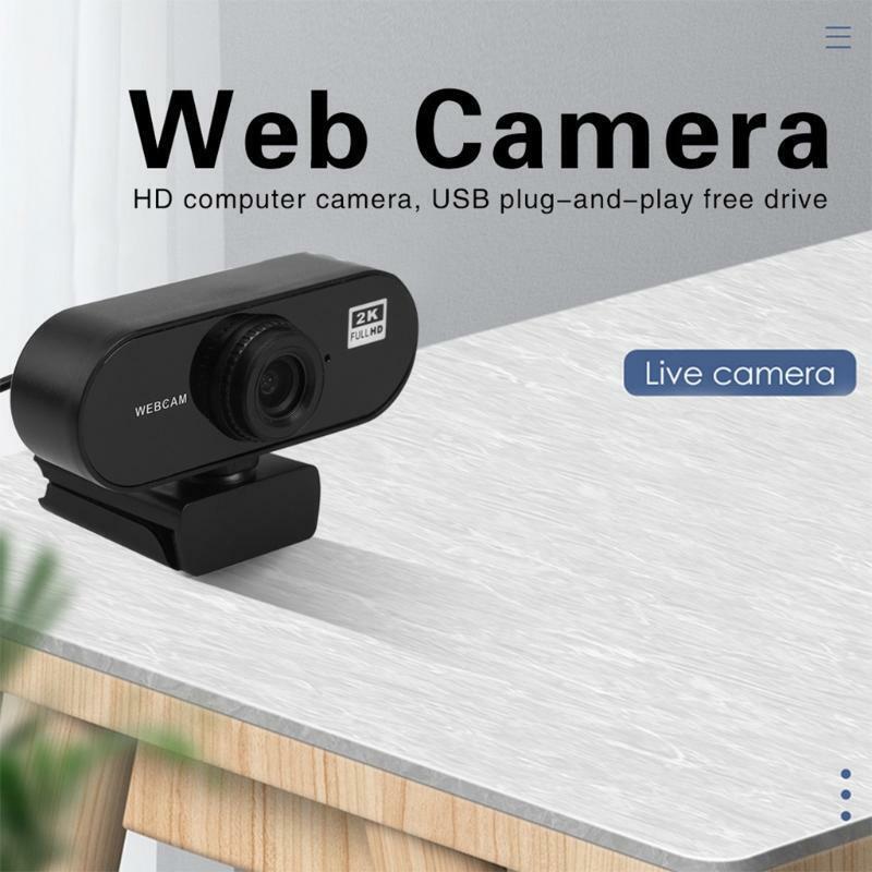2K Webcam Free Drive for Desktop High-D USB Webcam Live Streaming Computer Web